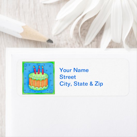 Blue Birthday Cake Return Label (Insitu)