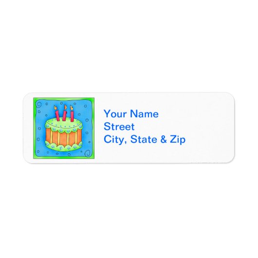Blue Birthday Cake Return Label (Voorkant)