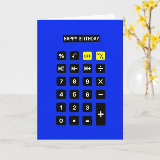 Blue Birthday Calculator Kaart (Gele Bloem)