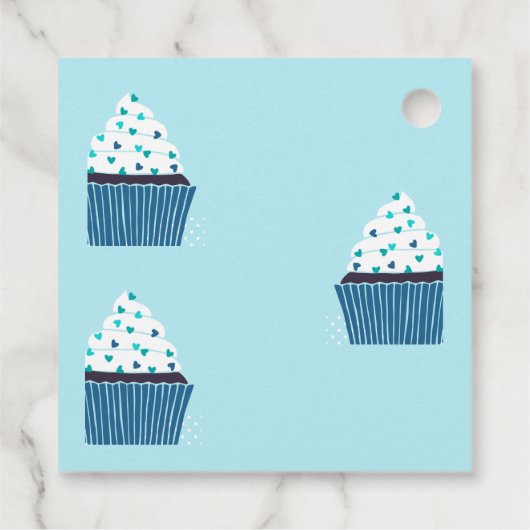 Blue Birthday Cupcake Bedankjes Labels (Achterkant)