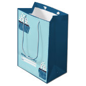 Blue Birthday Cupcake Medium Cadeauzakje (Voorkant Gekanteld)