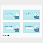 Blue Birthday Cupcake Rechthoekige Sticker (Vel)