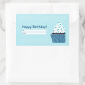 Blue Birthday Cupcake Rechthoekige Sticker (Tas)
