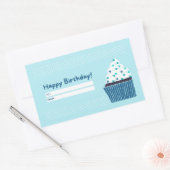 Blue Birthday Cupcake Rechthoekige Sticker (Envelop)
