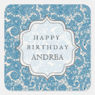 Blue Birthday Dessert Table Gift Label Label