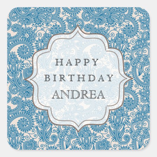 Blue Birthday Dessert Table Gift Label Label (Voorkant)