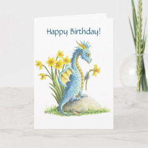 Blue Birthday Dragon kaart
