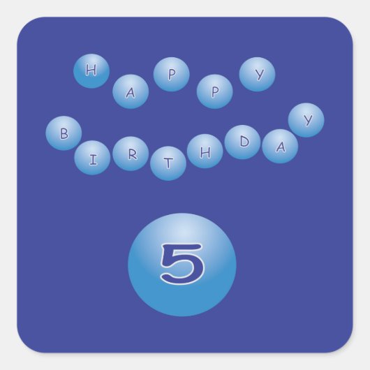 Blue Birthday for Boy Age 5 Vierkante Sticker (Voorkant)