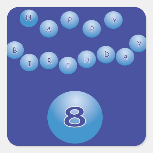 Blue Birthday for Boy Age 8 Vierkante Sticker (Voorkant)