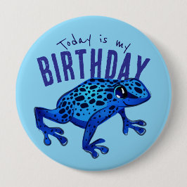 Blue Birthday Frog Ronde Button 4,0 Cm