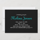 Blue Birthday Invitation Cute Damask Sweet 16 Kaart (Achterkant)
