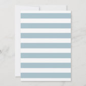 Blue Birthday Invitation Cute Wide Stripe Adult Kaart (Achterkant)