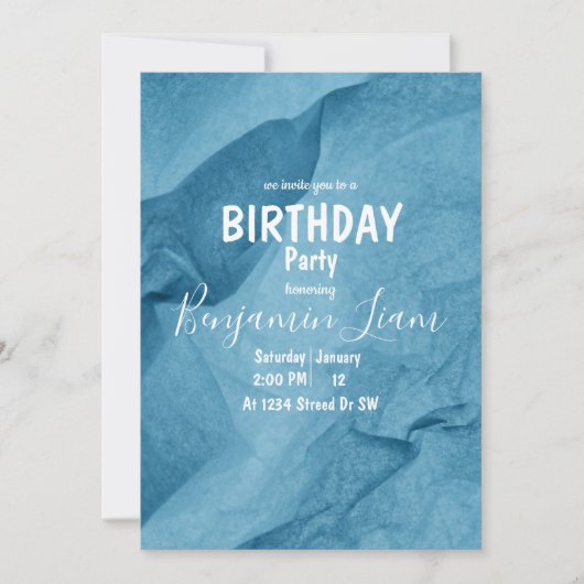 Blue Birthday Invitation Kaart (Voorkant)