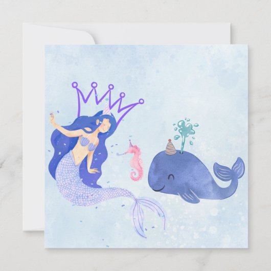 Blue Birthday Invitation Kaart (Achterkant)