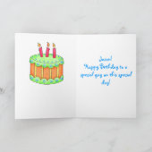 Blue Birthday Kaart met Cake (Binnen)