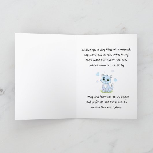 Blue Birthday kitty Kaart (Binnen)
