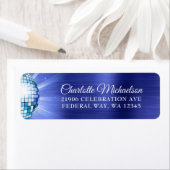 Blue Birthday Party Disco Ball Sparkle Address Etiket (Insitu)