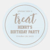 Blue Birthday Party Treat Favoriet Custom Ronde Sticker (Voorkant)