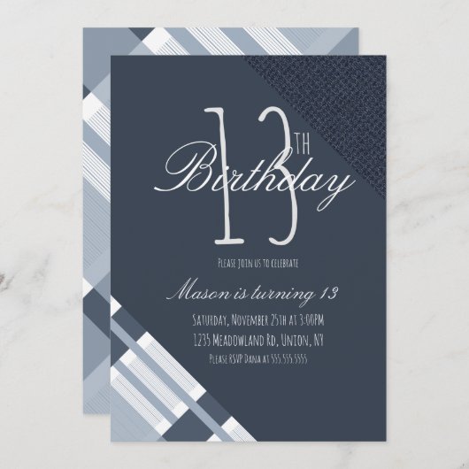 Blue Birthday Pset Denim Boys Dertigtal Party (Voorkant / Achterkant)