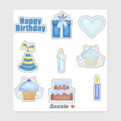 Blue Birthday Sticker Set (Vel)