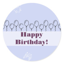 Blue Birthday stickers & labels