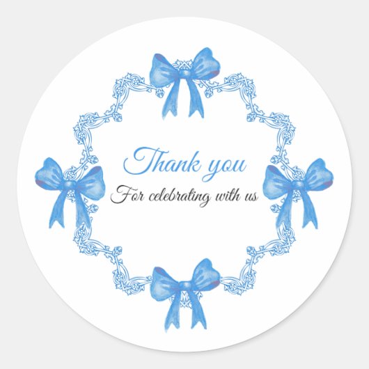 Blue Birthday Thank You Sticker (Voorkant)