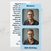 Blue Birthday Wish Kaart (Voorkant / Achterkant)