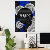 Blue Black 3D Vape Heart Poster (Thuiskantoor)