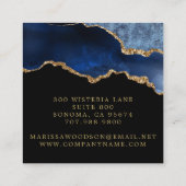 Blue Black Agate Geode Monogrammed Jewelry Design Vierkante Visitekaartje (Achterkant)