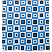 Blue Black and White Checkered Squares Pattern Douchegordijn (Voorkant)
