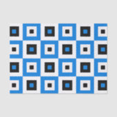 Blue Black and White Checkered Squares Pattern Tissuepapier (Voorkant)