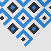 Blue Black and White Checkered Squares Pattern Tissuepapier (Detail)