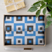 Blue Black and White Checkered Squares Pattern Tissuepapier (Geschenk)