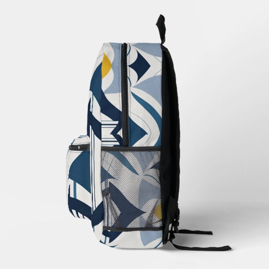 Blue Black and Yellow Abstract Backpack Bedrukte Rugzak (Rechts)
