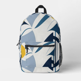 Blue Black and Yellow Abstract Backpack Bedrukte Rugzak