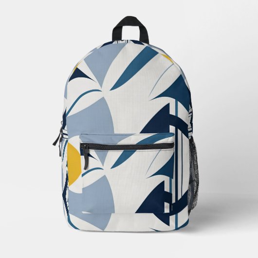 Blue Black and Yellow Abstract Backpack Bedrukte Rugzak (Voorkant)