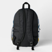 Blue Black and Yellow Abstract Backpack Bedrukte Rugzak (Achterkant)