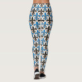 Blue Black Baroque Fleur-de-lis Pattern Design  Leggings (Achterkant)