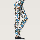 Blue Black Baroque Fleur-de-lis Pattern Design  Leggings
