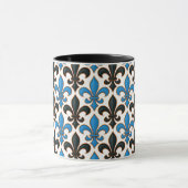 Blue Black Baroque Fleur-de-lis Pattern Design  Mok (Midden)