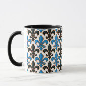 Blue Black Baroque Fleur-de-lis Pattern Design  Mok (Links)