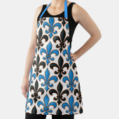 Blue Black Baroque Fleur-de-lis Pattern Design  Schort