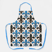 Blue Black Baroque Fleur-de-lis Pattern Design Schort (Voorkant)