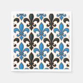 Blue Black Baroque Fleur-de-lis Pattern Design  Servet (Voorkant)
