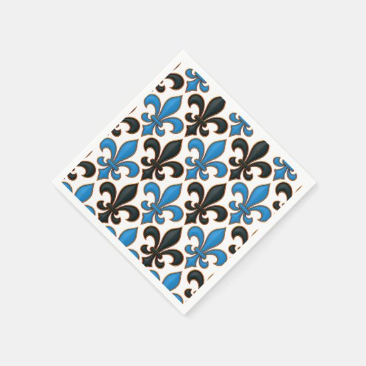 Blue Black Baroque Fleur-de-lis Pattern Design  Servet (Hoek)