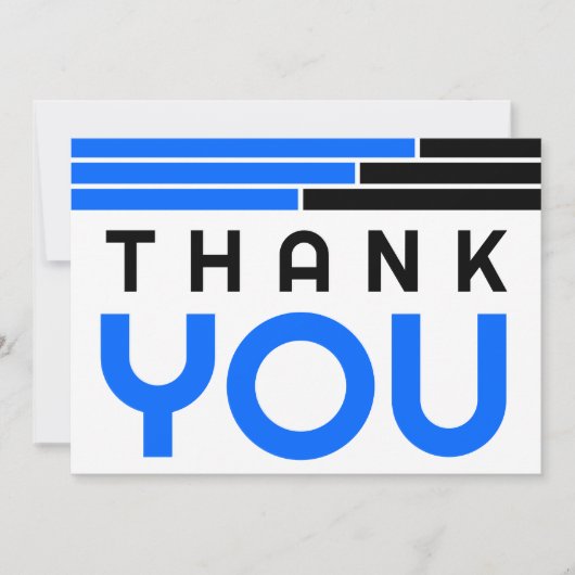 Blue & Black Bars Afstudeerder Party Dank u Bedankkaart (Voorkant)