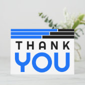 Blue & Black Bars Afstudeerder Party Dank u Bedankkaart (Staand voorkant)