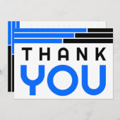 Blue & Black Bars Afstudeerder Party Dank u Bedankkaart (Voorkant / Achterkant)