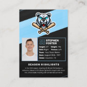 Blue & Black Baseball Trading Card, Baseball Card Contactkaartje (Achterkant)