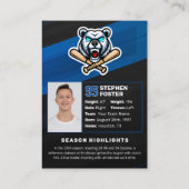 Blue & Black Baseball Trading Kaart, Baseball Kaar Contactkaartje (Achterkant)